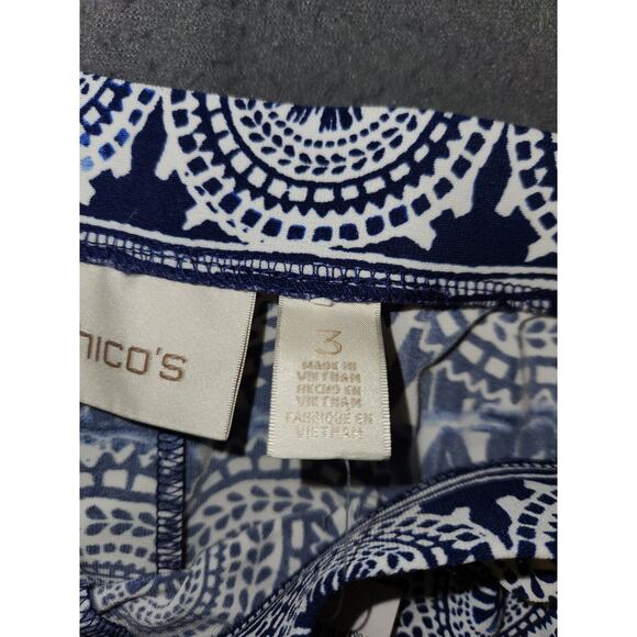 Chicos 3 Wide Leg Pull On Pants Palazzo Stretch Mulitcolor Multi-pattern XL NWT - Picture 8 of 11